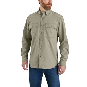 Men's Carhartt Force Relaxed Fit Long Sleeve Button Up Shirt | Burnt Olive XXL